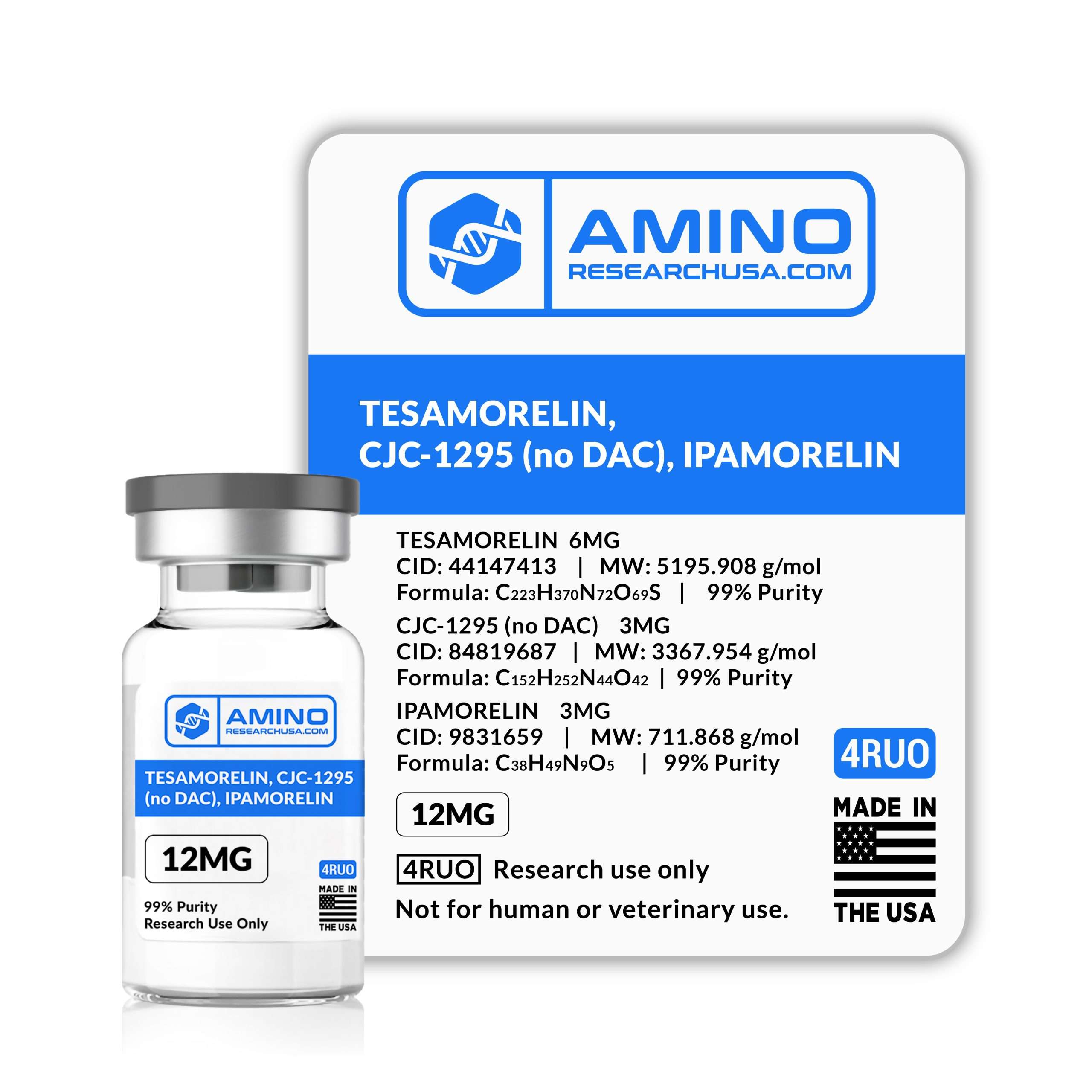 Tesamorelin, CJC-1295 (no DAC), Ipamorelin
